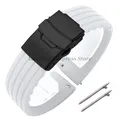 Bracelet silicone 18 à 24 mm pour Huawei et Seiko – Couleur du bracelet White Black