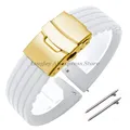 Bracelet silicone 18 à 24 mm pour Huawei et Seiko – Couleur du bracelet White Gold