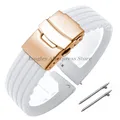 Bracelet silicone 18 à 24 mm pour Huawei et Seiko – Couleur du bracelet White RoseGold