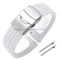 Bracelet silicone 18 à 24 mm pour Huawei et Seiko – Couleur du bracelet White Silver
