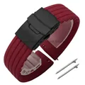 Bracelet silicone 18 à 24 mm pour Huawei et Seiko – Couleur du bracelet Wine Red Black