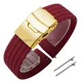 Bracelet silicone 18 à 24 mm pour Huawei et Seiko – Couleur du bracelet Wine Red Gold