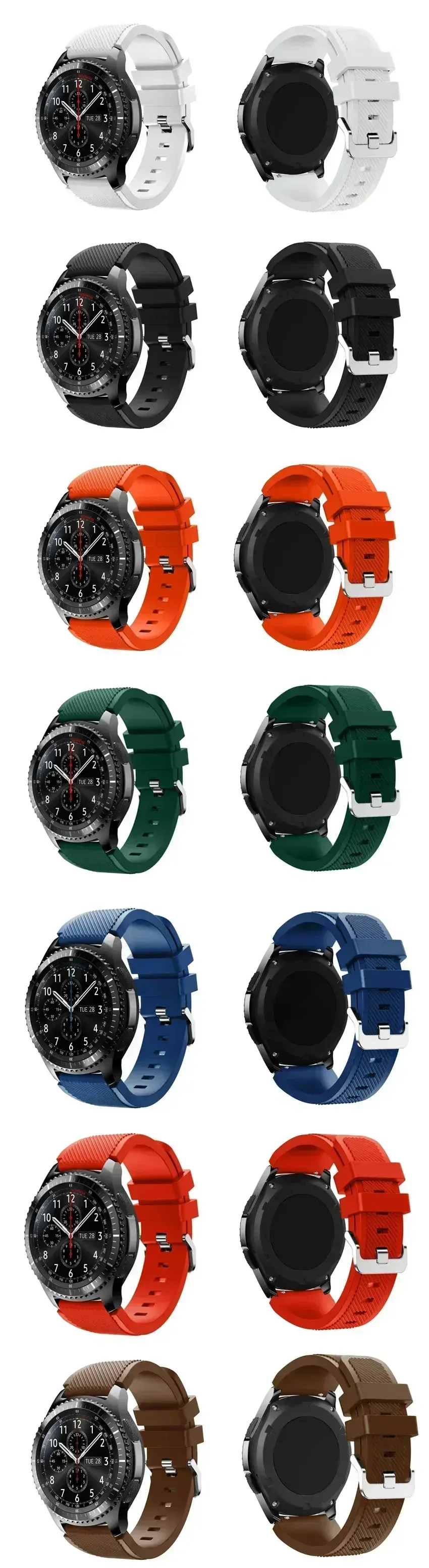 Bracelet silicone 20 à 22 mm pour Samsung Galaxy Huawei