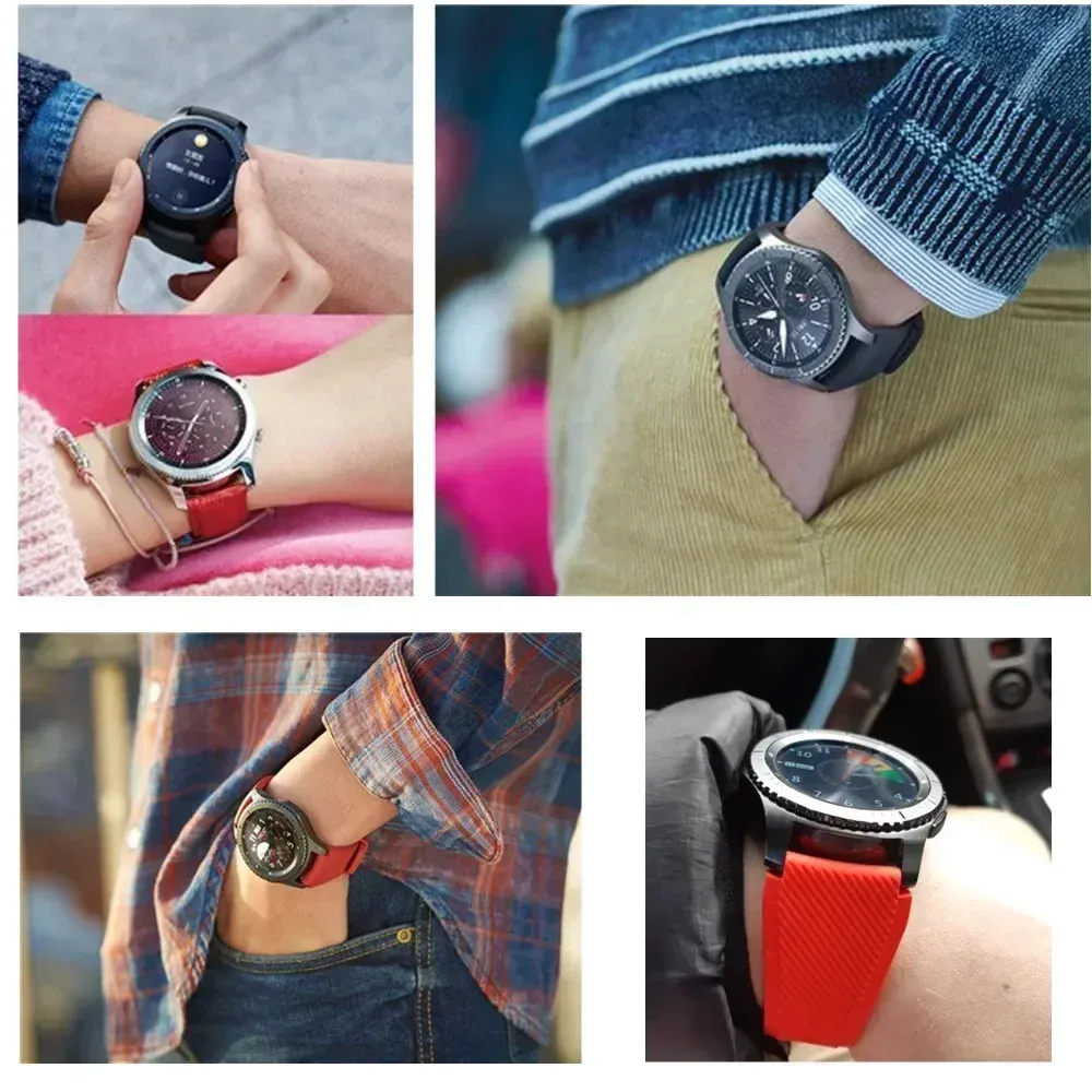 Bracelet silicone 20 à 22 mm pour Samsung Galaxy Huawei