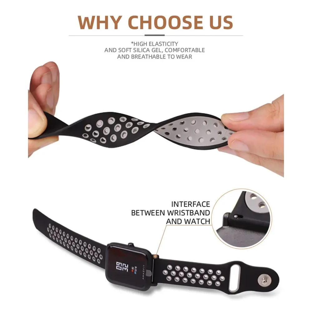 Bracelet silicone 20 et 22 mm Amazfit