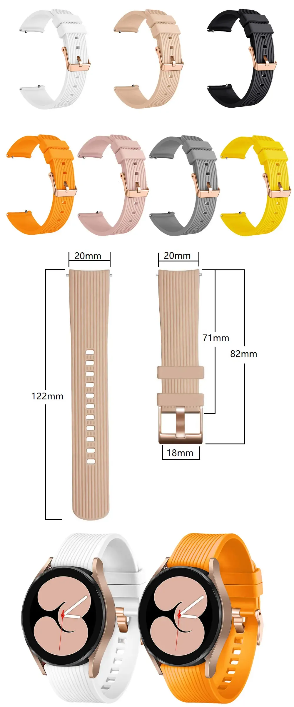 Bracelet silicone 20 mm pour Samsung Galaxy Watch Active