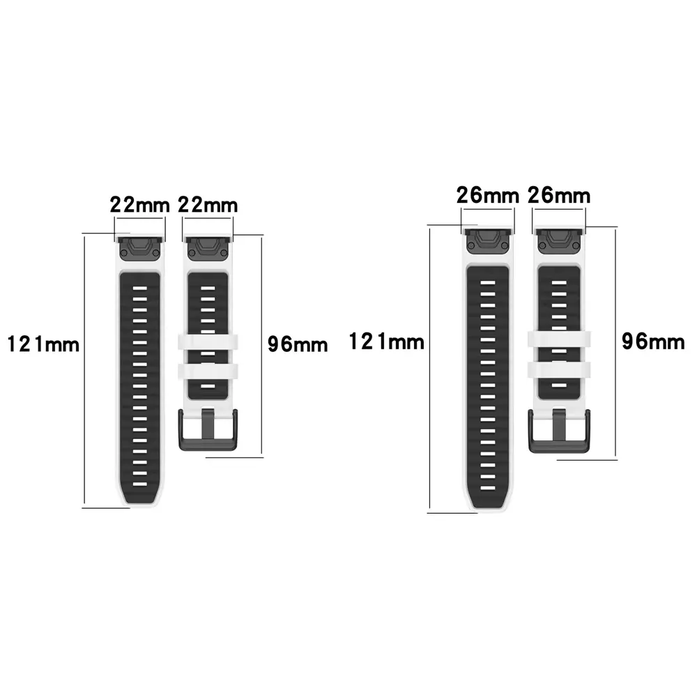 Bracelet silicone 22 et 26 mm Quickfit Garmin Fenix