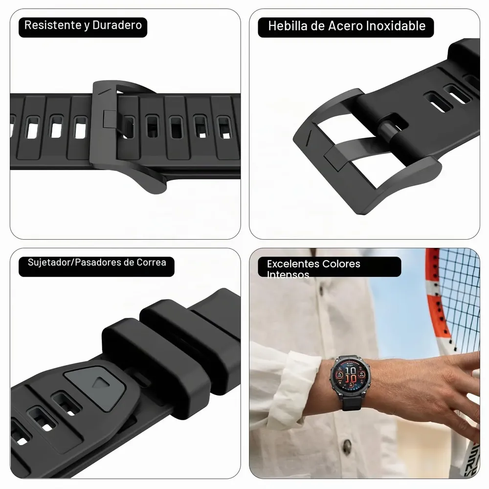 Bracelet silicone 22 et 26 mm Quickfit Garmin Fenix