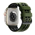 Bracelet silicone bicolore 44 à 49 mm Apple Watch – Couleur du bracelet Army Green Black