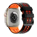 Bracelet silicone bicolore 44 à 49 mm Apple Watch – Couleur du bracelet Black Orange