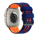 Bracelet silicone bicolore 44 à 49 mm Apple Watch – Couleur du bracelet Blue Orange