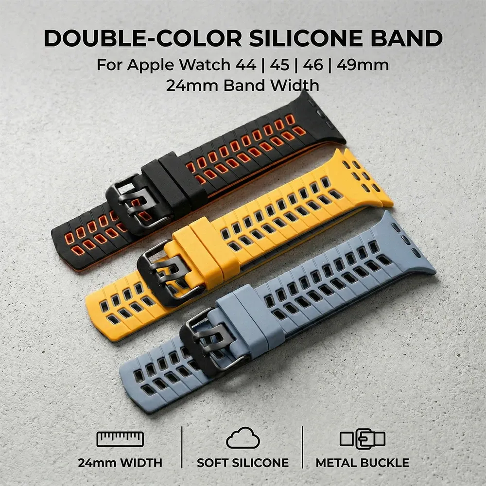 Bracelet silicone bicolore 44 à 49 mm Apple Watch