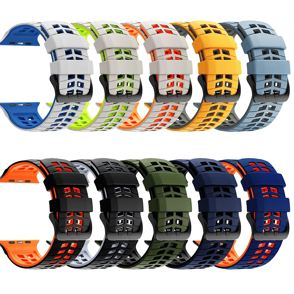 Bracelet silicone bicolore 44 à 49 mm Apple Watch