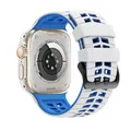 Bracelet silicone bicolore 44 à 49 mm Apple Watch – Couleur du bracelet White Blue
