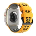 Bracelet silicone bicolore 44 à 49 mm Apple Watch – Couleur du bracelet Yellow Gray