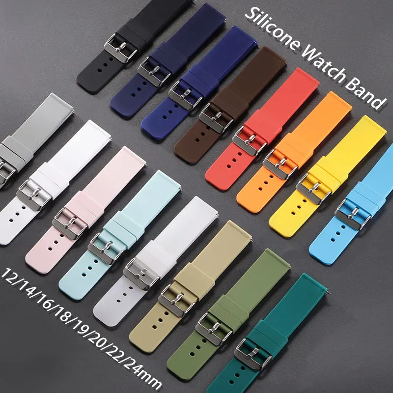 Bracelet silicone caoutchouc 12 à 20 mm sport étanche