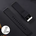 Bracelet silicone caoutchouc 12 à 20 mm sport étanche – Couleur du bracelet Black-Silver