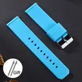 Bracelet silicone caoutchouc 12 à 20 mm sport étanche – Couleur du bracelet Light Blue-Silver