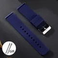 Bracelet silicone caoutchouc 12 à 20 mm sport étanche – Couleur du bracelet Navy Blue-Silver