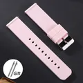 Bracelet silicone caoutchouc 12 à 20 mm sport étanche – Couleur du bracelet Pink-Silver