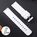 Bracelet silicone caoutchouc 12 à 20 mm sport étanche – Couleur du bracelet White-Silver