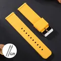 Bracelet silicone caoutchouc 12 à 20 mm sport étanche – Couleur du bracelet Yellow-Silver