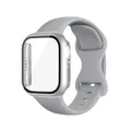 Bracelet silicone et verre pour Apple Watch 40 à 46 mm – Couleur du bracelet Cloud grey silver