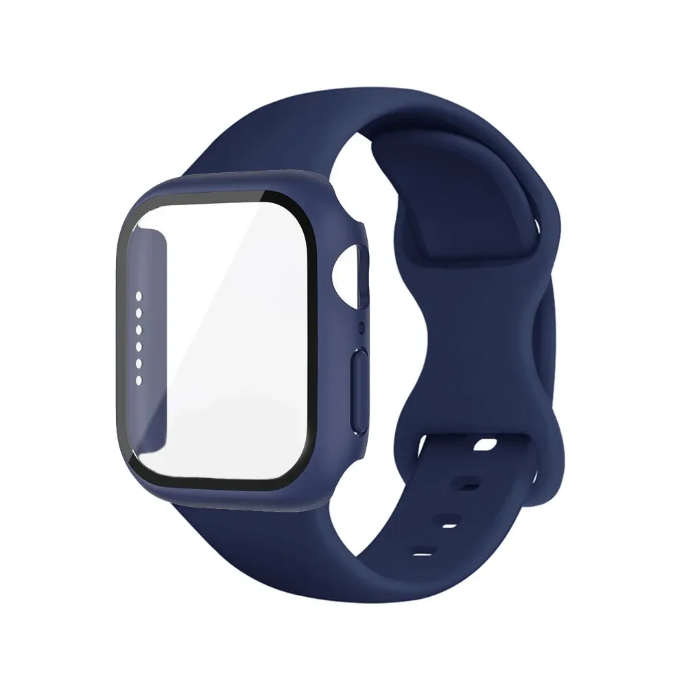 Bracelet silicone et verre pour Apple Watch 40 à 46 mm