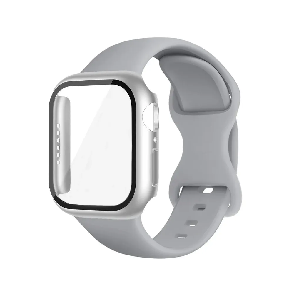 Bracelet silicone et verre pour Apple Watch 40 à 46 mm