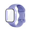 Bracelet silicone et verre pour Apple Watch 40 à 46 mm – Couleur du bracelet Light purple