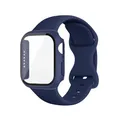 Bracelet silicone et verre pour Apple Watch 40 à 46 mm – Couleur du bracelet Midnight blue