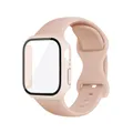 Bracelet silicone et verre pour Apple Watch 40 à 46 mm – Couleur du bracelet Pink sand
