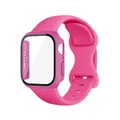 Bracelet silicone et verre pour Apple Watch 40 à 46 mm – Couleur du bracelet Rose red