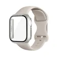 Bracelet silicone et verre pour Apple Watch 40 à 46 mm – Couleur du bracelet Starlight