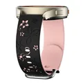 Bracelet silicone floral 18 à 22 mm pour Samsung et Huawei – Couleur du bracelet black light pink
