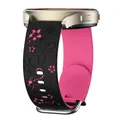 Bracelet silicone floral 18 à 22 mm pour Samsung et Huawei – Couleur du bracelet Black hot powder