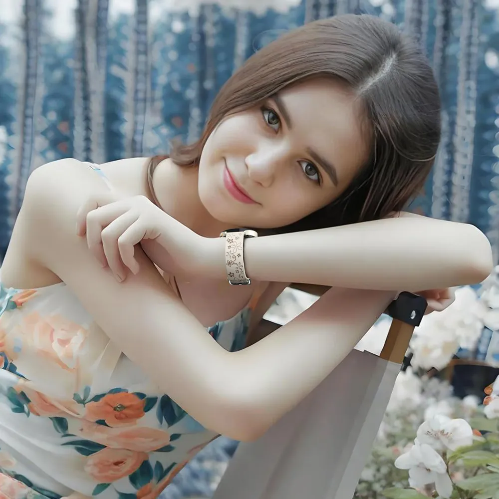 Bracelet silicone floral 18 à 22 mm pour Samsung et Huawei