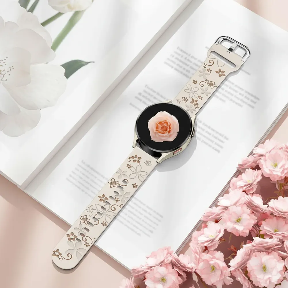 Bracelet silicone floral 18 à 22 mm pour Samsung et Huawei