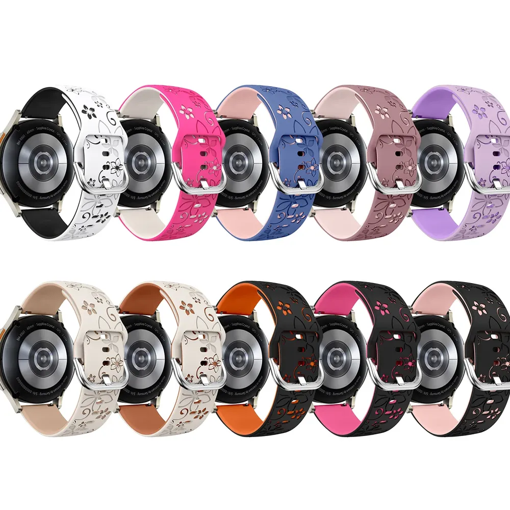 Bracelet silicone floral 18 à 22 mm pour Samsung et Huawei