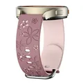 Bracelet silicone floral 18 à 22 mm pour Samsung et Huawei – Couleur du bracelet smoke purple pink