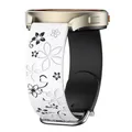 Bracelet silicone floral 18 à 22 mm pour Samsung et Huawei – Couleur du bracelet white black