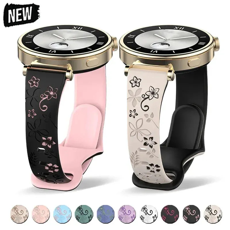 Bracelet silicone gravé 18 à 22 mm pour Huawei Samsung