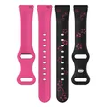 Bracelet silicone gravé 18 à 22 mm pour Huawei Samsung – Couleur du bracelet black pink2