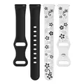 Bracelet silicone gravé 18 à 22 mm pour Huawei Samsung – Couleur du bracelet white black
