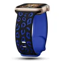 Bracelet silicone gravé 38 à 49 mm pour Apple Watch – Couleur du bracelet Black blue