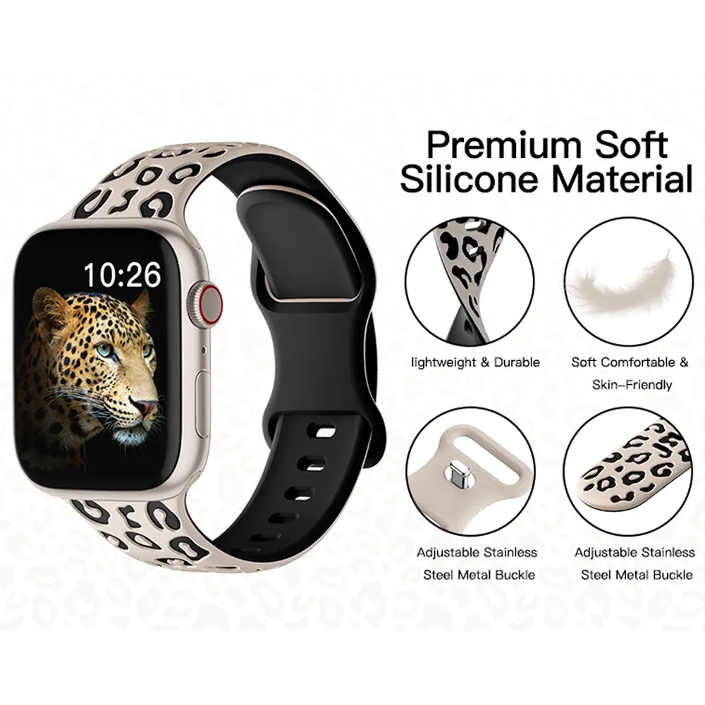 Bracelet silicone gravé 38 à 49 mm pour Apple Watch
