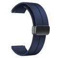 Bracelet silicone magnétique 20 à 22 mm pour montre connectée – Couleur du bracelet Bleu nuit