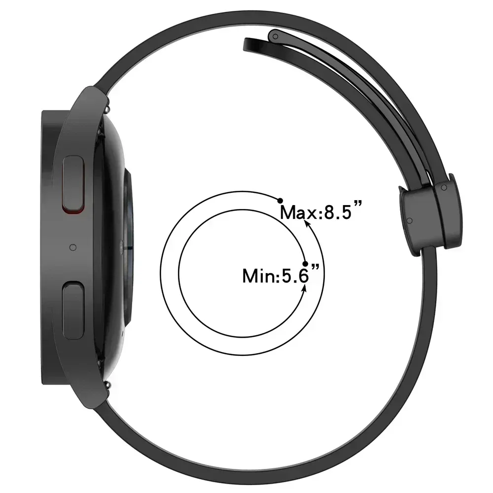 Bracelet silicone magnétique 20 à 22 mm pour montre connectée