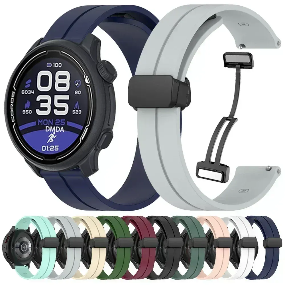 Bracelet silicone magnétique 20 à 22 mm pour montre connectée