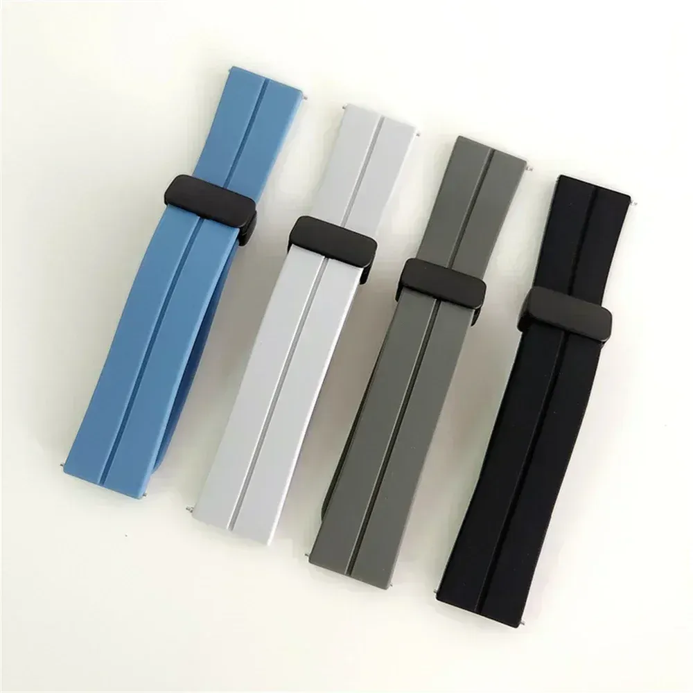 Bracelet silicone magnétique 20 à 22 mm pour montre connectée